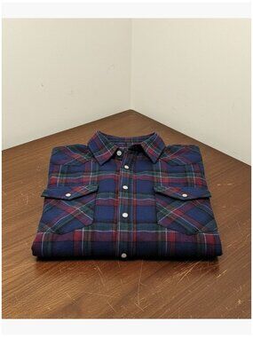 Snap Button Flannel Shirt Regular Fit Long Sleeve Western Style